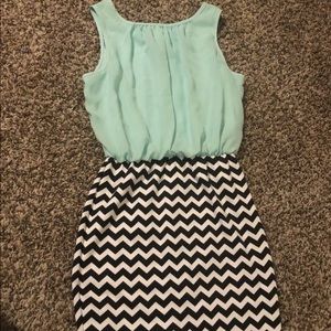 Teal and chevron dress